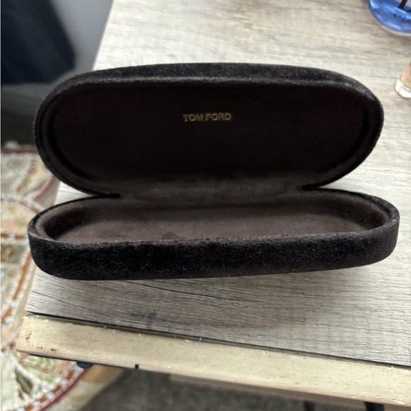 TOM FORD BROWN VELVET monogram lettering on top Sunglass Case HardCover - Picture 10 of 10